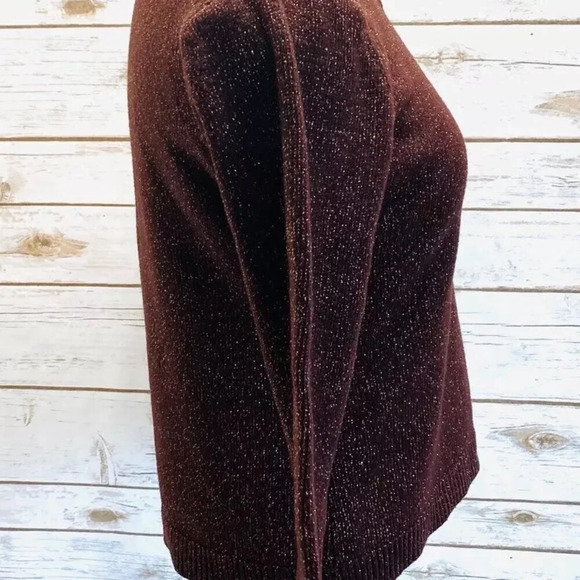 Women Long Sleeve Pull Over V-Neck Gold & Maroon Casual Sweater Size Small - Picture 4 of 10